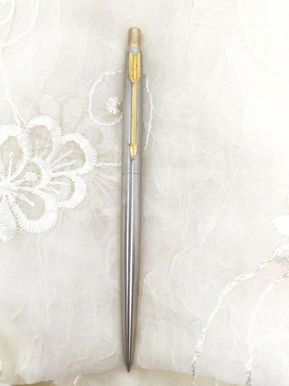 Parker Classic Ballpoint Pen – Stainless Steel with Gold Trim – USA